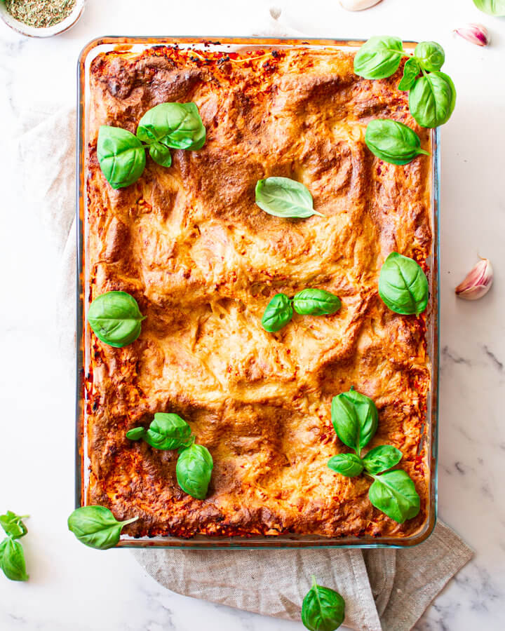 vegane Lasagne mit Lupinenschrot Beitragsbild